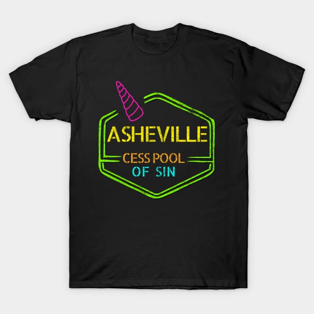 Asheville, Cesspool of Sin T-Shirt by nonbeenarydesigns